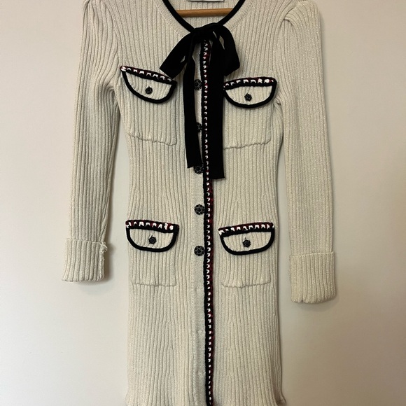 Self-Portrait Cream Knit Mini Dress - size small - Picture 8 of 16